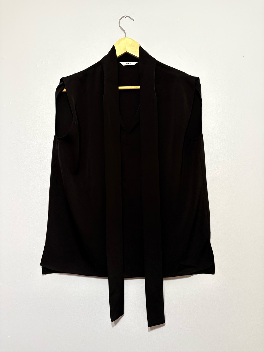 J.ING Black Sleeveless Scarf-Tie Blouse